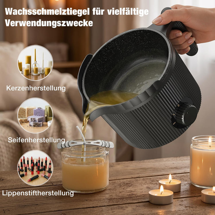 Elektrischer Wachsschmelzer mit Ausguss- Seifenschmelzer für Naturseifen Komplettset inkl. Schmelzto