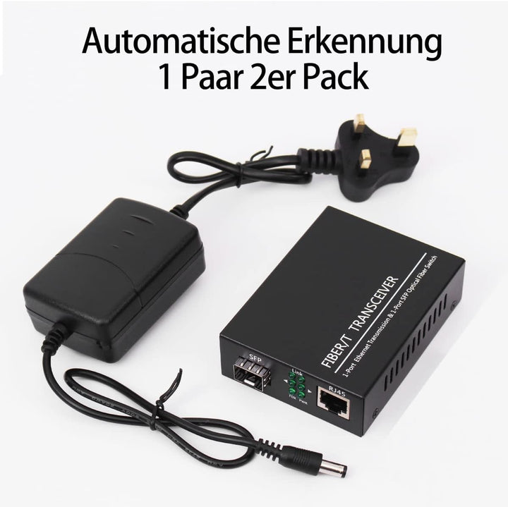 Offener SFP-Steckplatz Ein Paar 1,25-G/s-Gigabit-Glasfaser-Ethernet-Medienkonverter 10/100/1000Base-