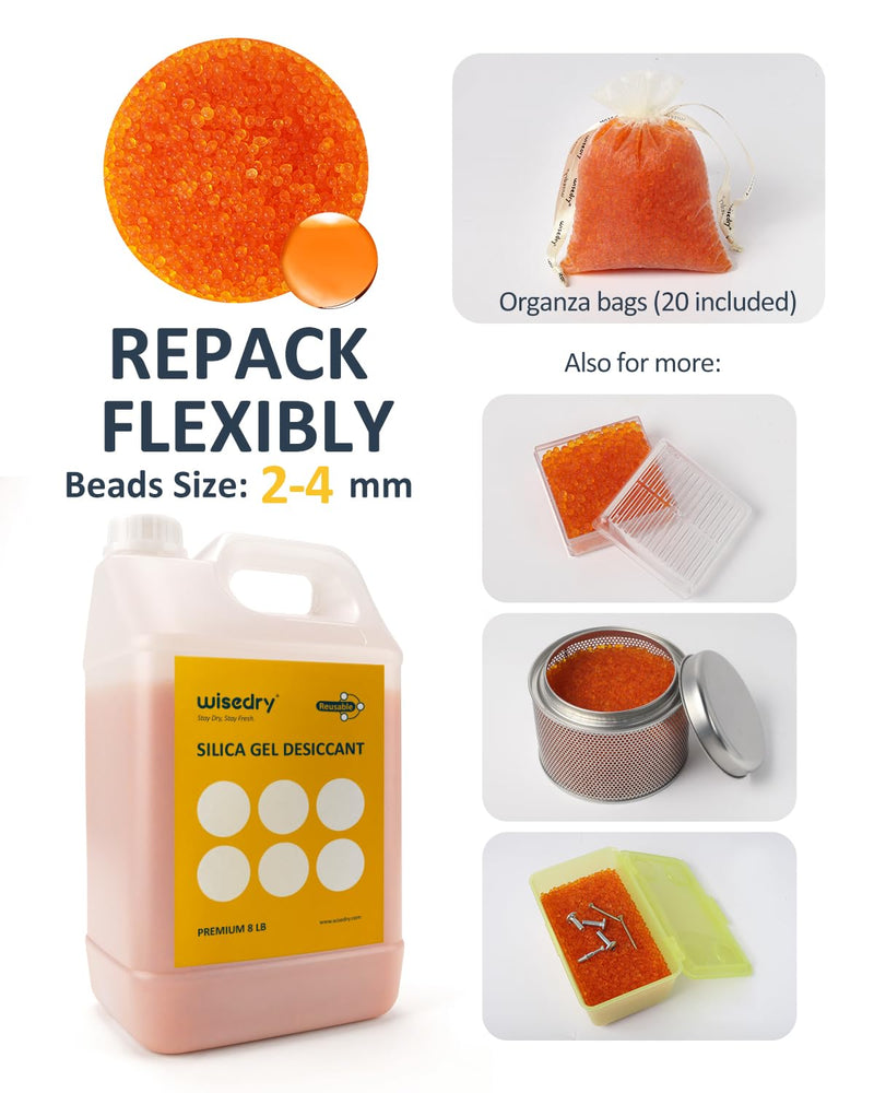 wisedry Silica Gel Trockenmittel Perlen Bulk Wiederverwendbar mit Farbanzeige Orange bis Grün Perlen