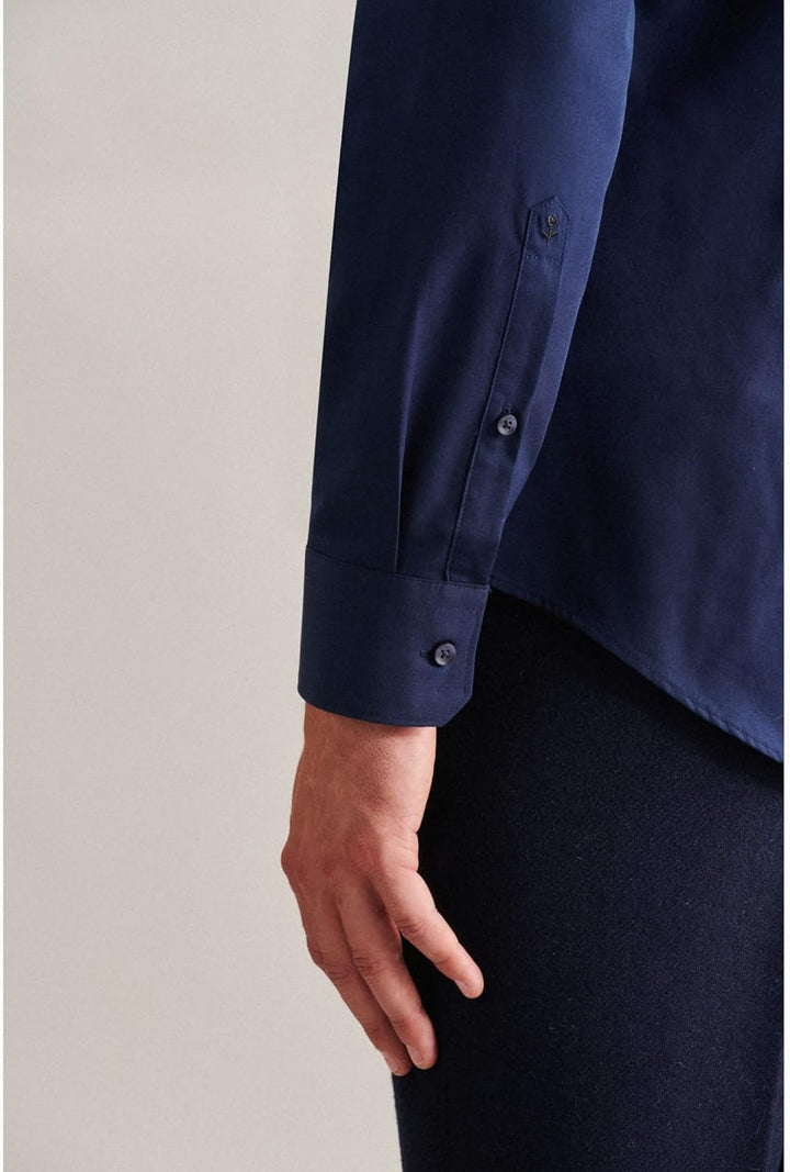 Herren Business Hemd Slim Extra Langer Arm Kentkragen Bügelfrei 100% Baumwolle Business Hemd Dunkelb