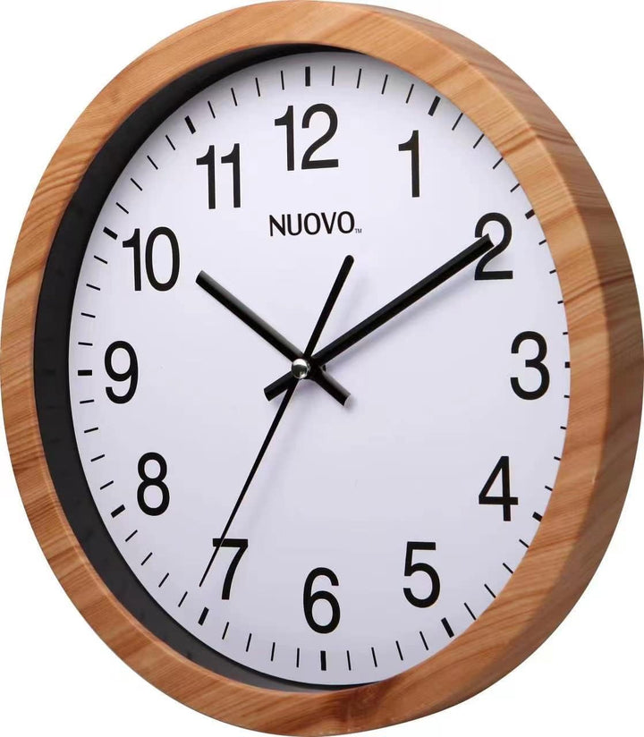NUOVO 10 Zoll hölzerne runde Wanduhr Stille und Nicht tickende Retro Wanduhr für Wohnzimmer Schlafzi