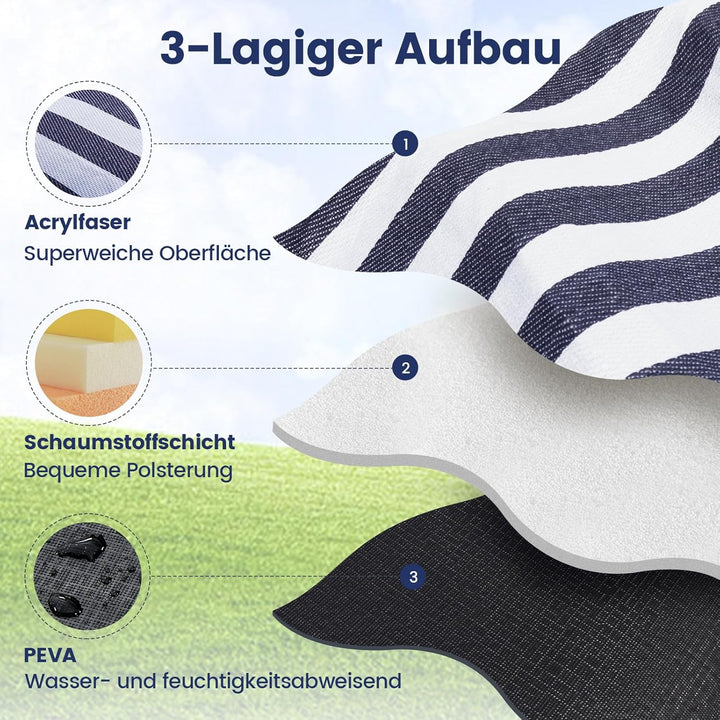sapsisel 203,2 x 203,2 cm Picknickdecke, extra gross, wasserdicht und faltbar, Stranddecke, 3-lagige
