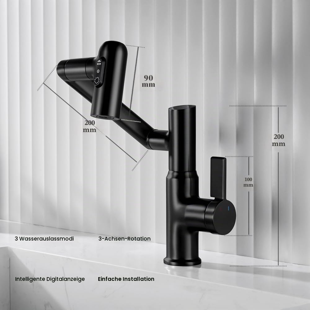 Smart Temperature Bathroom Wasserhahn, Einhebel-Badezimmer-Wasserhahn, Waschbeckenarmatur, Küchenarm