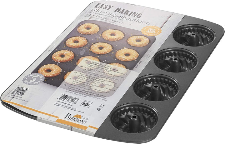 Birkmann, Easy Baking, Mini-Gugelhupfblech 12-fach, Backform für Mini-Kuchen, Muffins und Cupcakes,
