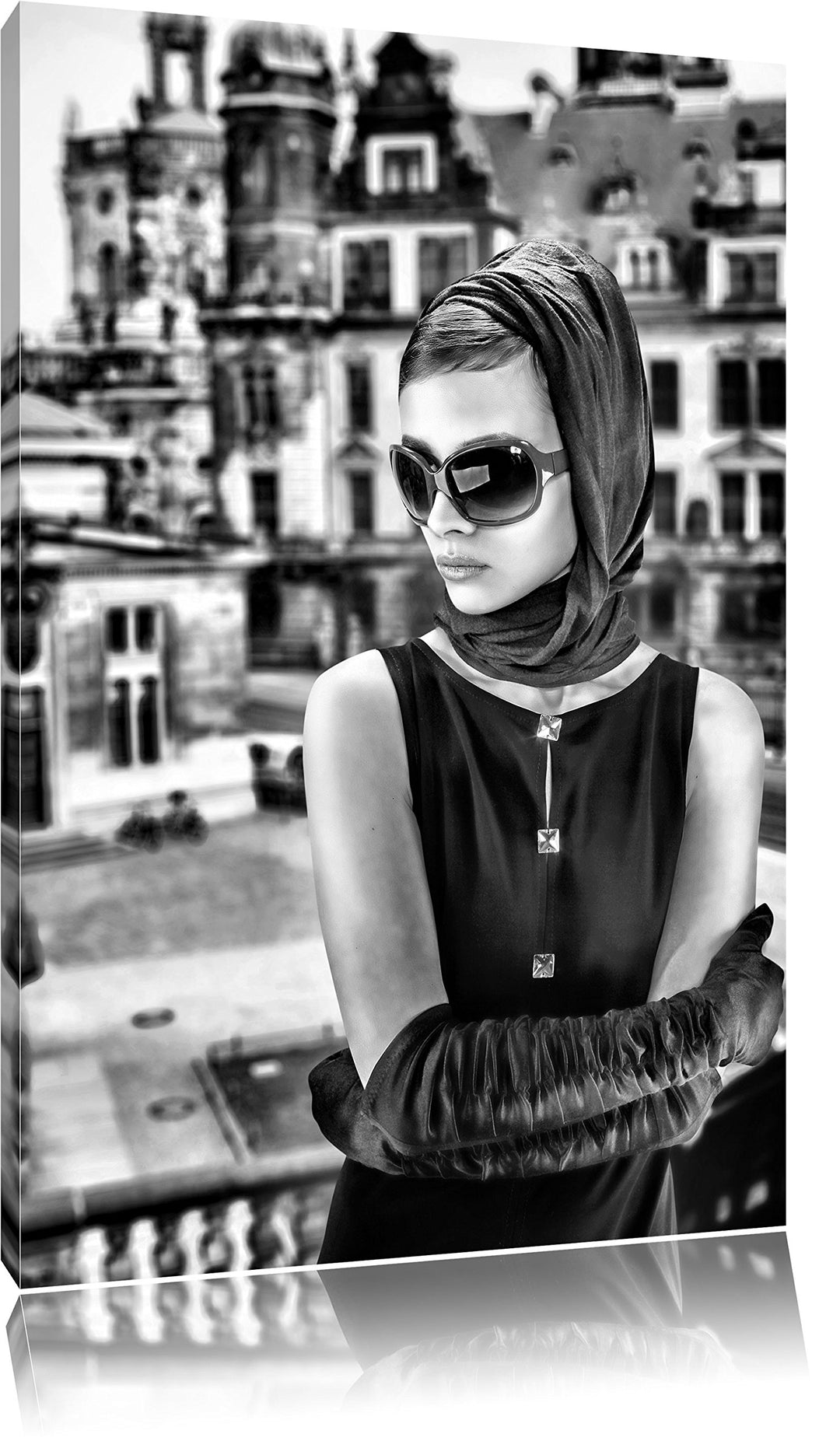 Pixxprint Audrey in Paris als Leinwandbild/Grösse: 100x70 cm/Wandbild/Kunstdruck/fertig bespannt, 10