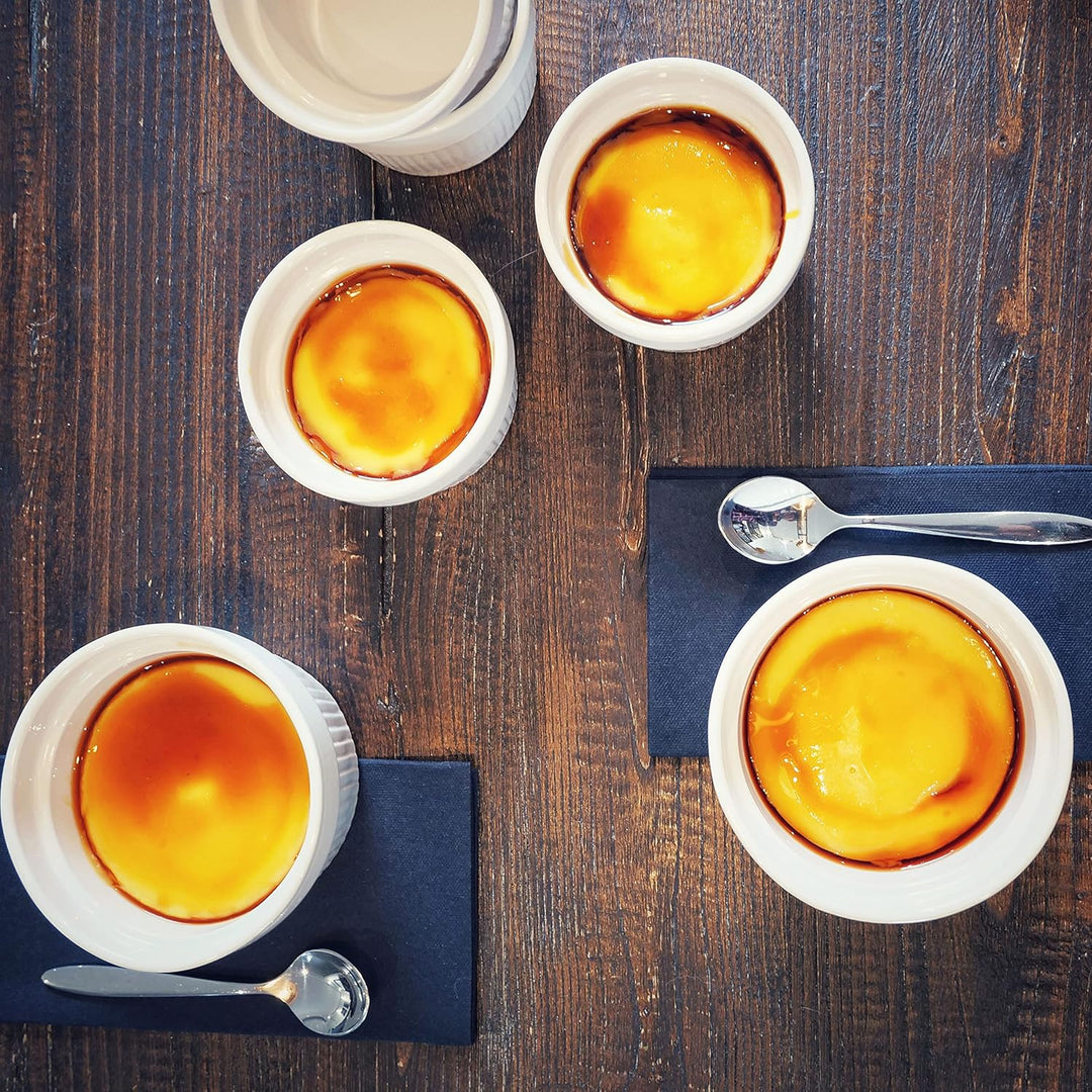 ToCi 6 x Soufflé Förmchen Ø 11 cm - Creme Brulee Schälchen | Ofenfeste Keramik Förmchen je 260 ml |