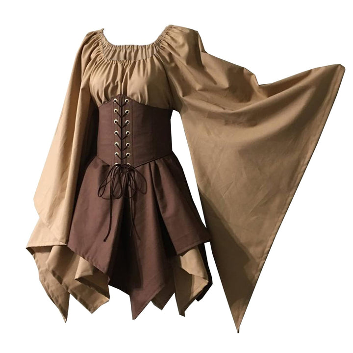 Traditionelles irisches Kleid für Damen, Renaissance, Mittelalter, Kostüm, ausgestellte Ärmel, Korse