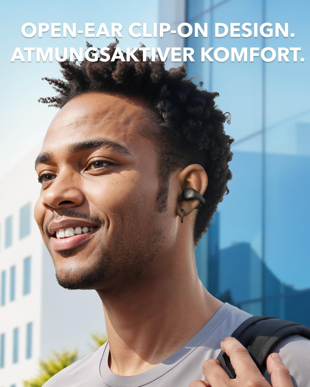soundcore C40i von Anker, Open-Ear Earbuds, Clip-On Kopfhörer, flexibles Gelenk-Design, Tastensteuer