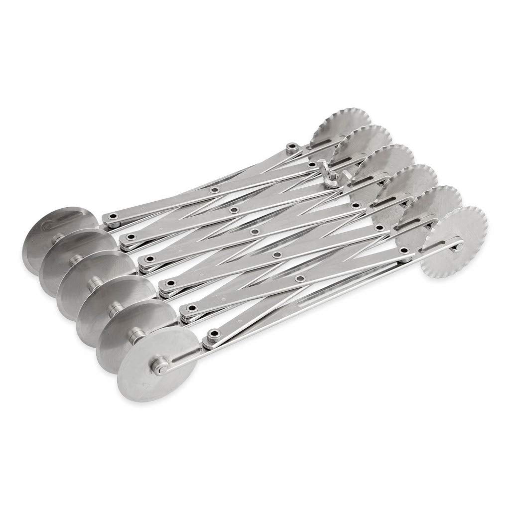 thermohauser Teigschneider (Stahl rostfrei) 6-Teilig, mit glatten und gewellten Schneidrädern, Radgr