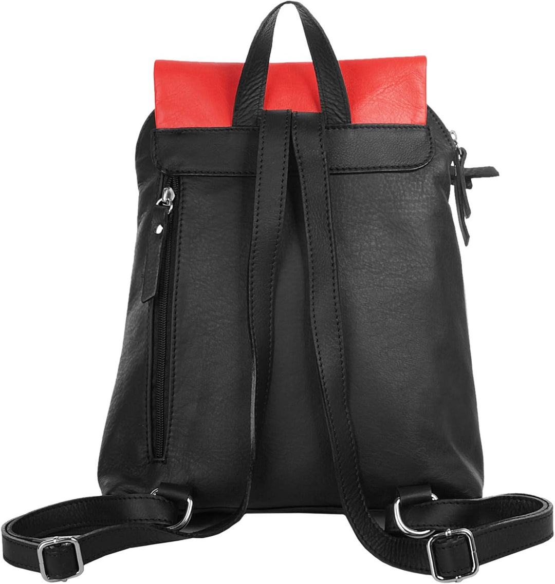 Cluty City-Rucksack Echt Leder Damen | Made in Italy, Daypack, Citybag, Schultertasche aus Leder | 0