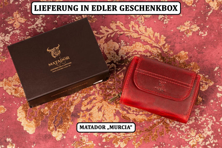 MATADOR® Echt Leder Geldbörse Damen Portemonnaie für Frauen TüV geprüfter RFID & NFC Schutz Geldtasc