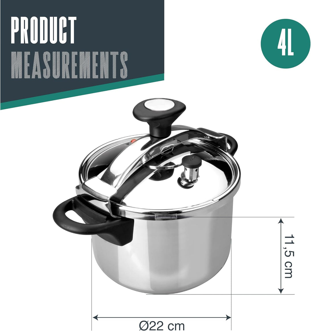 Lacor 71874 Drucktopf Classic mit Deckelgriff 4 L