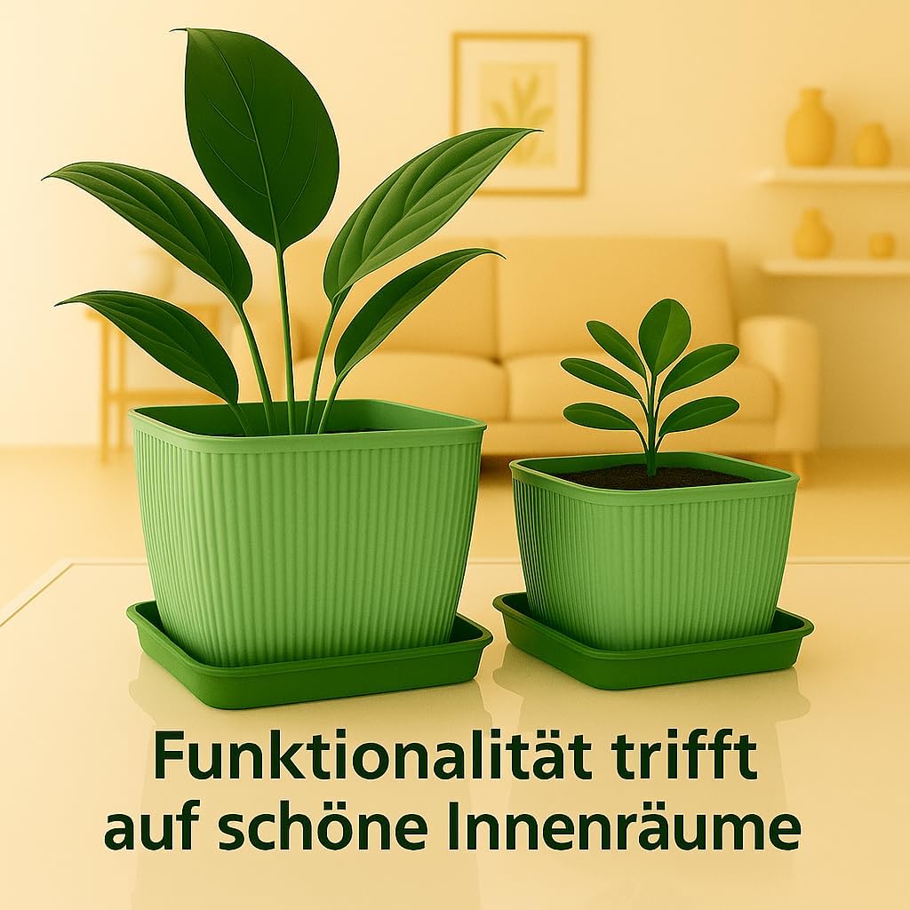 Home Garden Ornaments – Quadratische Blumentopf-Untersetzer, Set aus 5 eckigen Auffangschalen für Pf