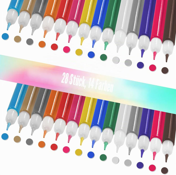 28 Stück Kerzenstifte, 14 Farben Kerzen Bemalen Set, Candle Pen 10ml, Wachsstifte für Kerzen, Leicht
