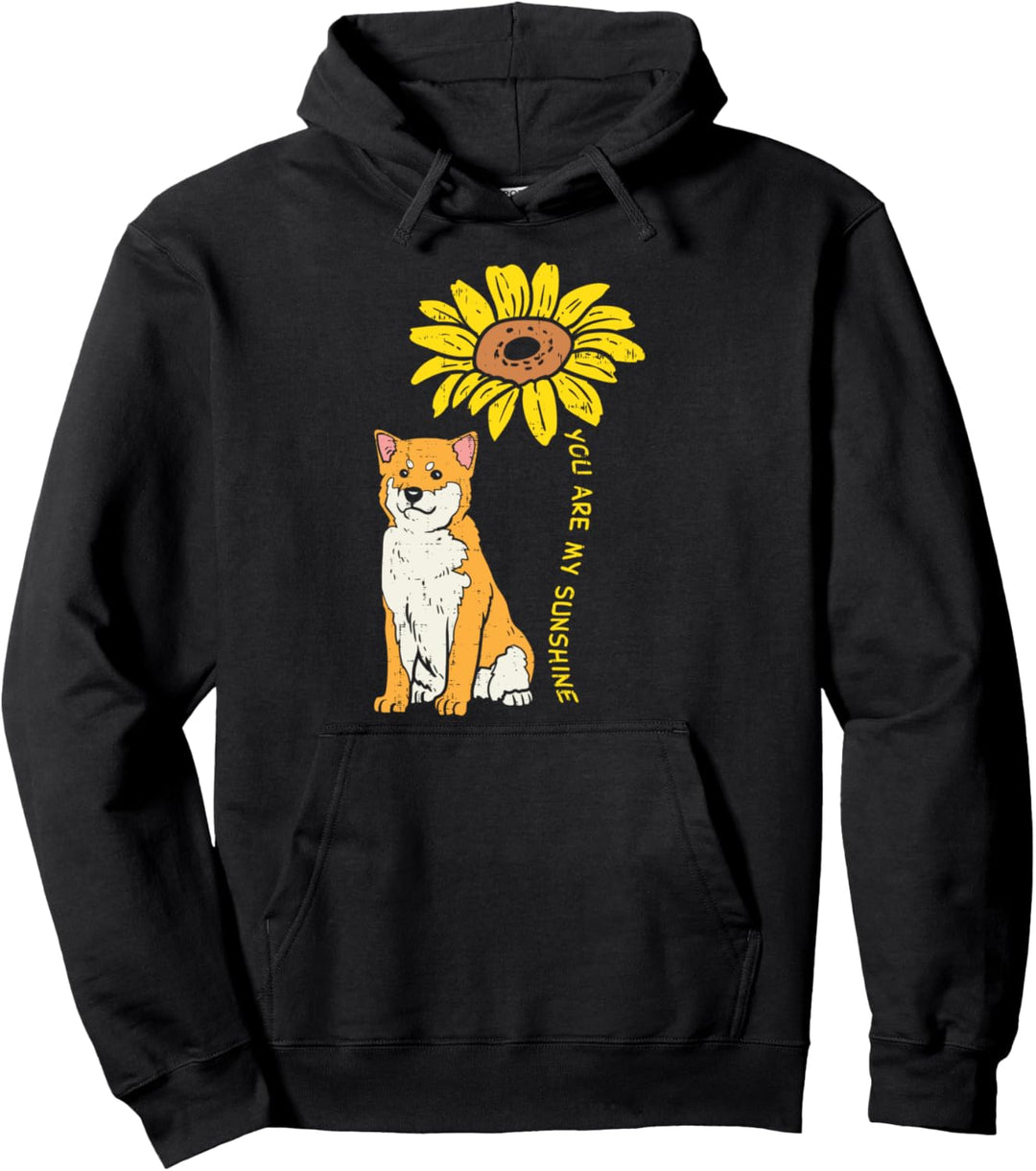 Sunflower Sunshine Shiba Inu Akita Japanese Dog Gift Pullover Hoodie