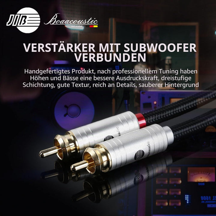 BOAACOUSTIC JIB HiFi Subwoofer Kabel, 1RCA zu 2RCA Koaxial cinch y kabel Audiokabel für Verstärker,