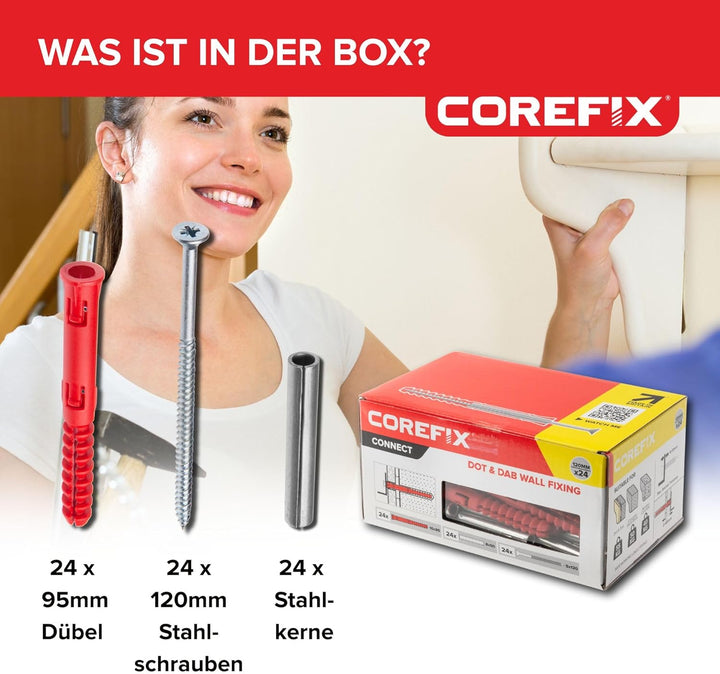 Corefix PLUS30, Schwerlast-Gipsplattendübel, getestet bis 250 kg, 24 Stück in Grosspackung