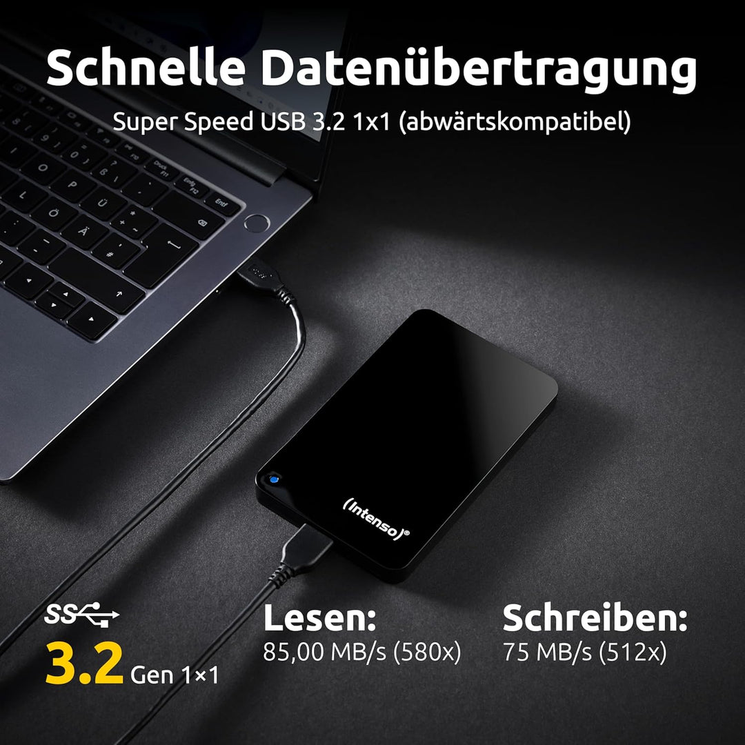 Intenso 6023560 1TB Memory Drive USB 3.0 2.5' External Hard Drive 1 TB (USB 3.0) mit Tasche schwarz