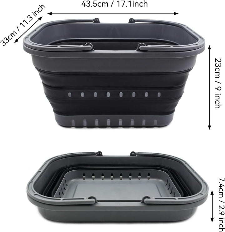 SAMMART 19L Collapsible Tub with Handle - Portable Outdoor Picnic Basket/Crater - Foldable Shopping