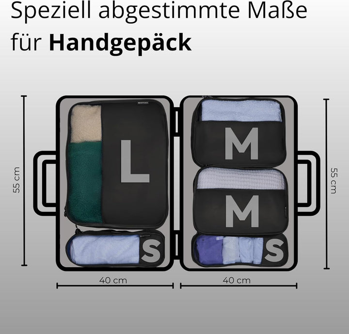 Koffer Organizer Set 5-teilig – Premium Packing Cubes aus robustem Twill mit YKK-Reissverschlüssen –