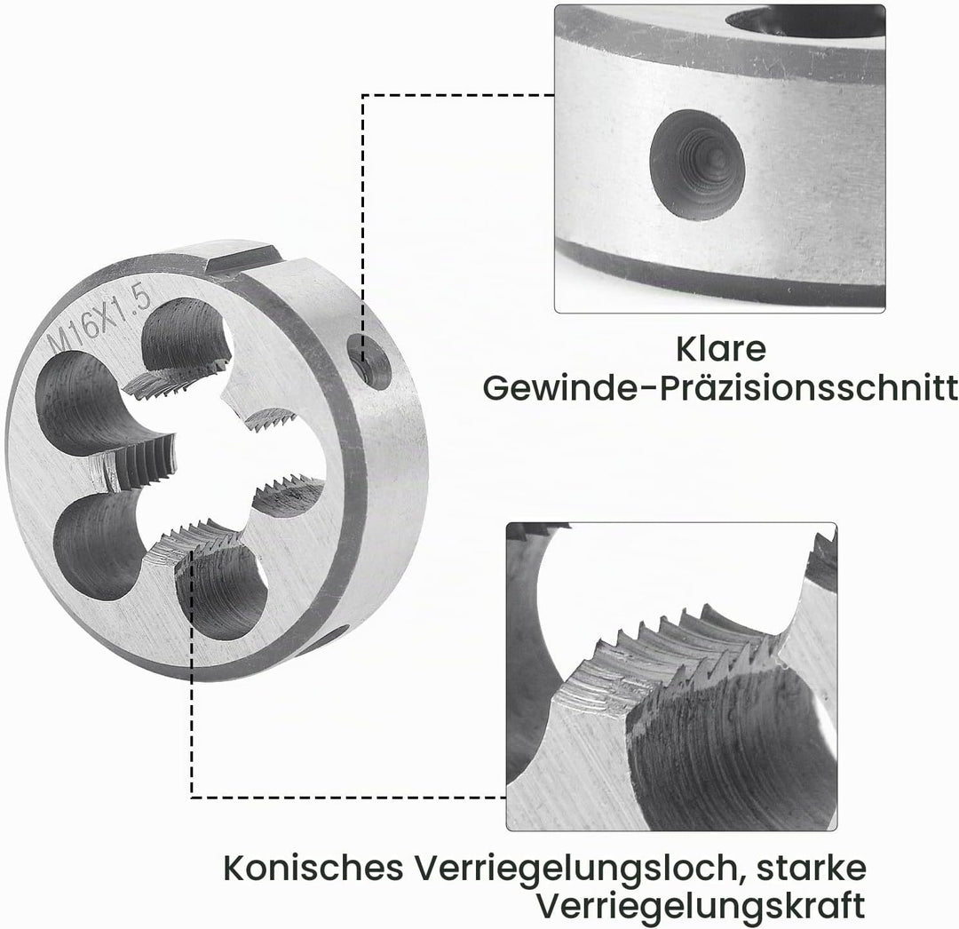 BIGP Gewindebohrer M16 X 1.5, Metrisch Gewindeschneid und Gewindeschneideisen, HSS Gewindebohrer und