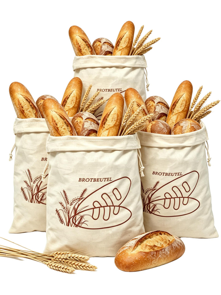 Leinen Brotbeutel,wiederverwendbar, mit Kordelzug, gross, ungebleicht, Beutel für Brot, Baguette,sel