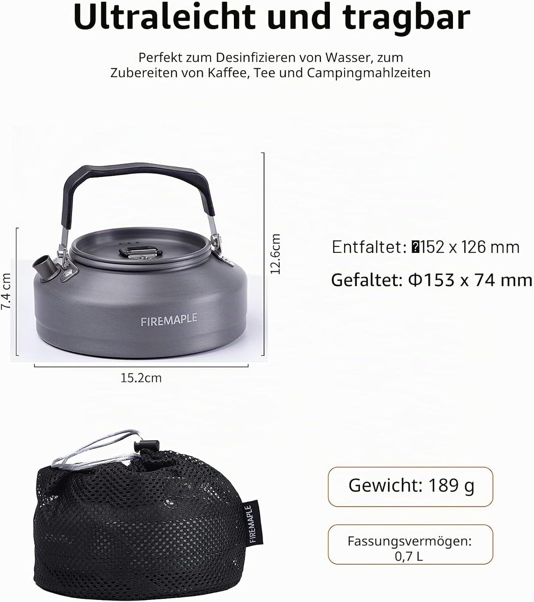 Fire-Maple FMC-T3 Camping Wasserkocher Teekessel für Camping, Outdoor, Wandern und Picknick Wasserko