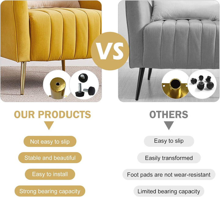 Möbelfüsse 4 Stück Möbelbeine Kegel Schräg/Vertikale Möbelfüsse Edelstahl mit rutschfeste Gummibasis