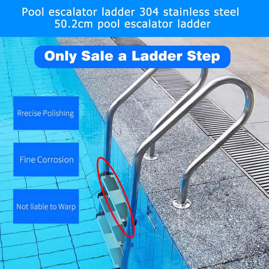 Schwimmbad-Stufe, 50 X 7,5 X 2,5cm- Edelstahl Poolleiter Ersatzstufe, Edelstahl-Ersatzleiter, Spross