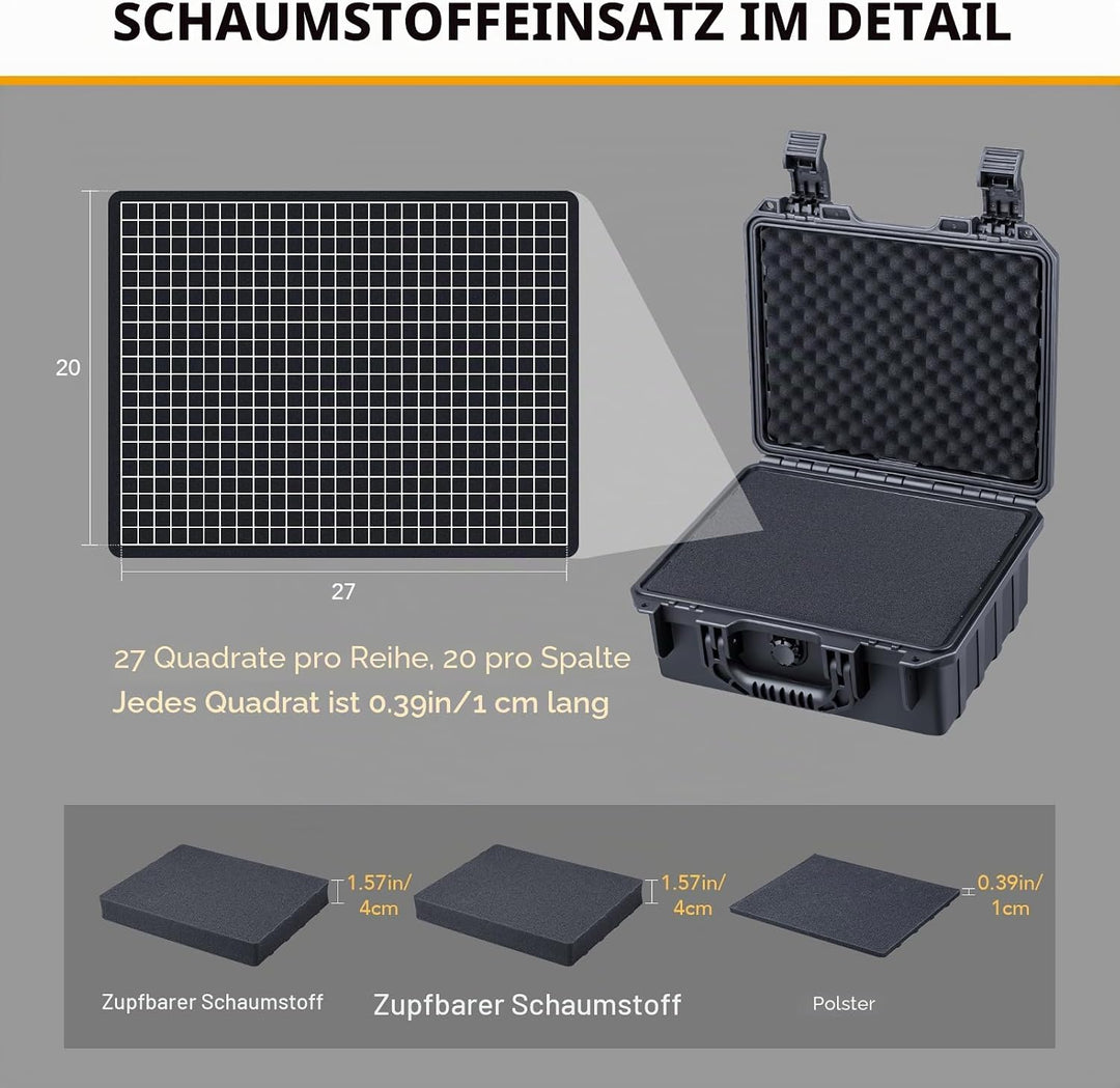 Lykus HC-2820 Wasserdicht Koffer mit anpassbar Rasterschaumstoff, Innengrösse 28,2x22,2x11,7 cm, Gee