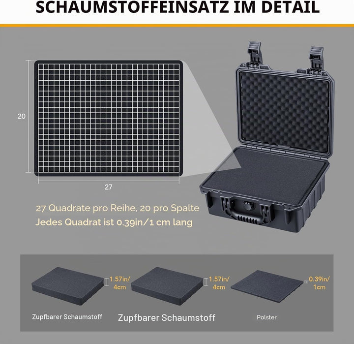 Lykus HC-2820 Wasserdicht Koffer mit anpassbar Rasterschaumstoff, Innengrösse 28,2x22,2x11,7 cm, Gee