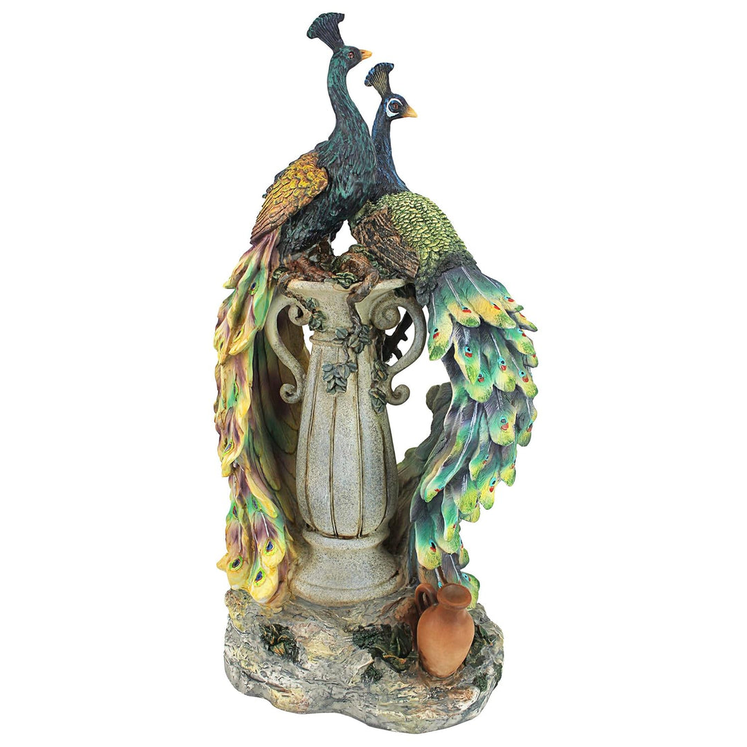 Design Toscano Pfauen im Paradies Dekostatue, Polyresin, vollfarbe, 48 cm, Pfauen im Paradies