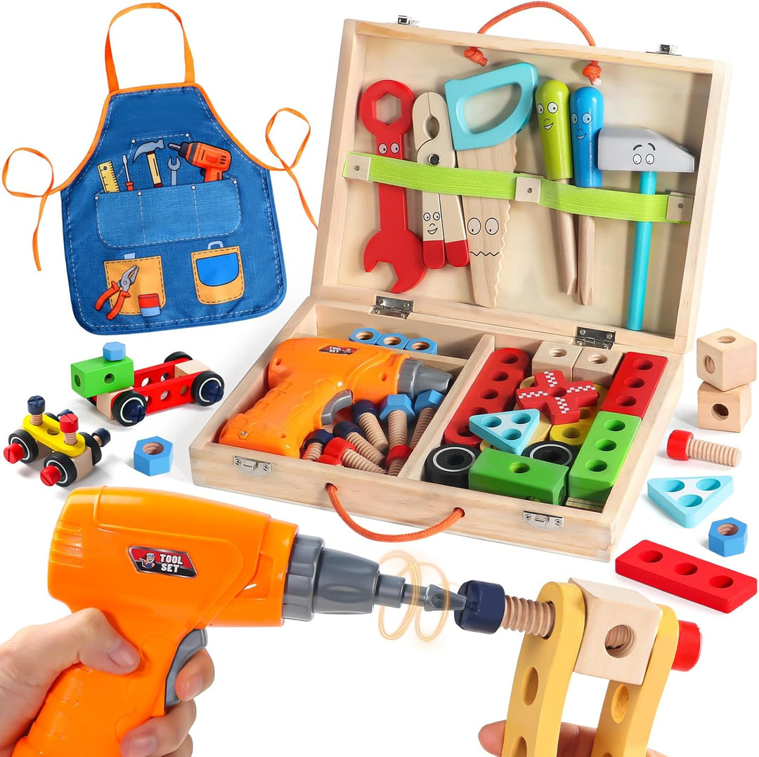 Spielzeug ab 3 Jahre Werkzeugkoffer Kinder Montessori Spielzeug ab 3 Jahre Junge Mädchen Holzspielze