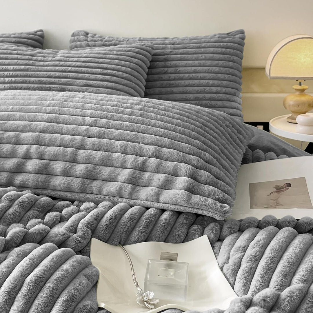 Flauschige Bettwäsche Kissenbezug Plüsch Kuschel Fleece Flanell Kunstfell Extra Warm für Winter mit