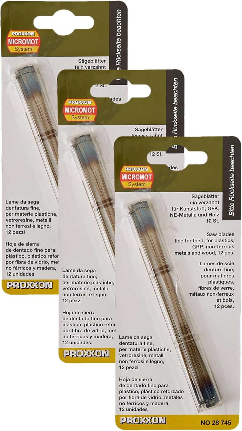 Proxxon 28745 Standard-Feinschnitt-Sägeblätter mit Querstift fein verzahnt, 12 Stück (Packung mit 3)