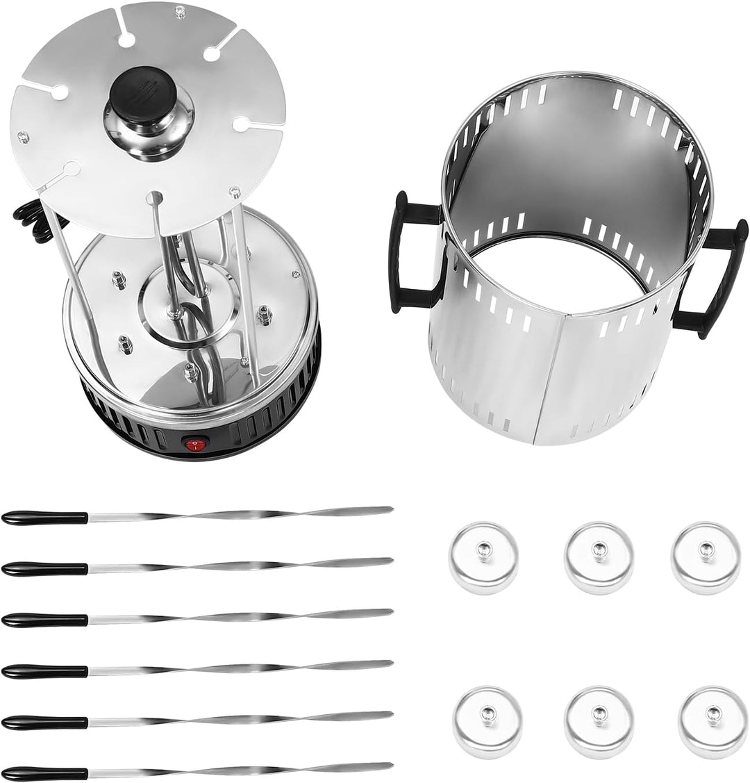 6 Spiesse Elektrogrills, Edelstahl Rotisserie-Grill, Tischgrill Dönergrill, Rotating Elektrische Dre