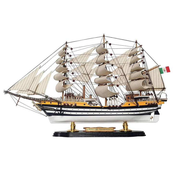 YLME Schiffsmodell aus Holz Amerigo Vespucci Segelboot Modell aus Massivholz Segelboot aus Holz Naut