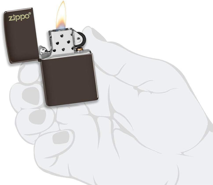 Zippo Sturmfeuerzeug - Logo, Brown, Color Image - Nachfüllbar - Wiederverwendbar - Windfestes Design