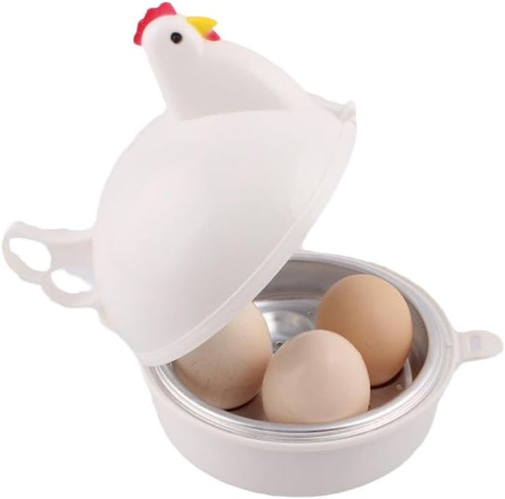 Mikrowellen Eierkocher,Eierdämpfer Hühnerform Eierkessel und 4-Cup Egg Pan für perfektes Egg Cooking