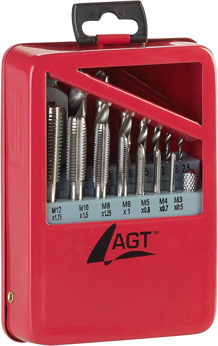 AGT Gewindeschneider: Bohrer- &amp; Gewindebohrer-Set für Metall &amp; Kunststoff, HSS-G, 15-teilig (Gewinde