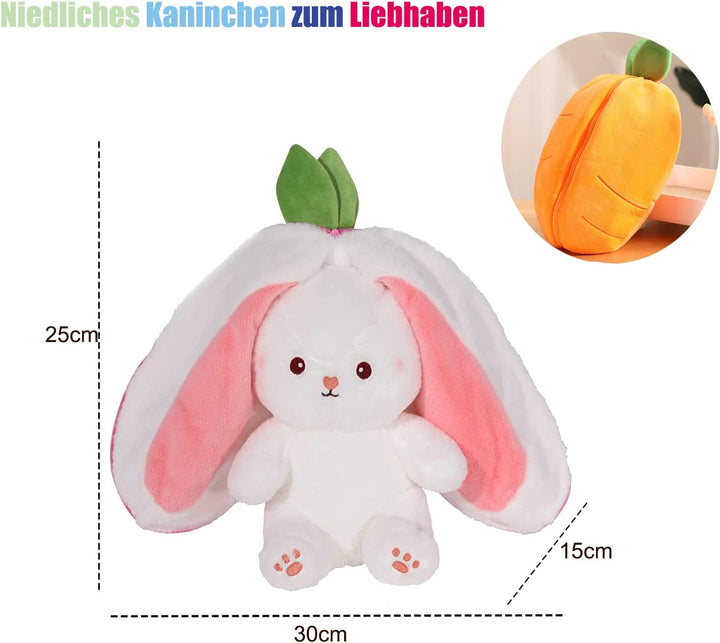 shineFinder 35 25 15cm Hasen Verstecken Gefülltes Kaninchen mit Karotten und Erdbeeren Plüschtier Ha