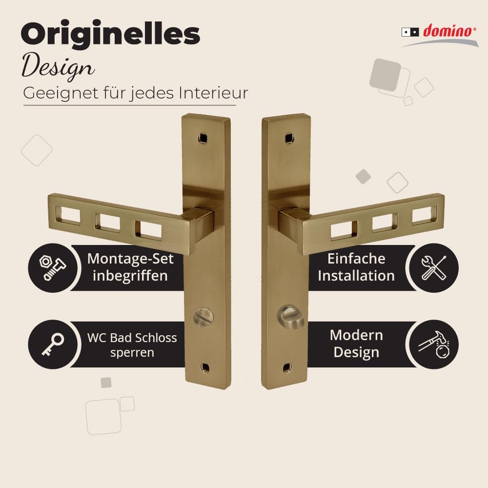 domino Türgriff 78 Drückergarnitur WC - Badezimmer Set Links & Rechts Türbeschlag für WC/Badezimmert