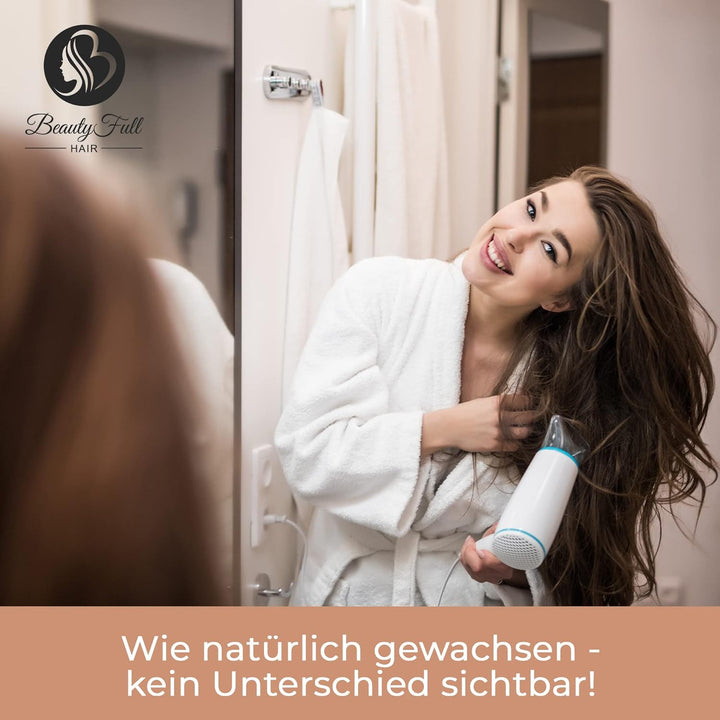 Beauty Full Hair Clip in Extensions Echthaar 45cm 100g Dunkelbraun | Haarverlängerung Echthaar Clip