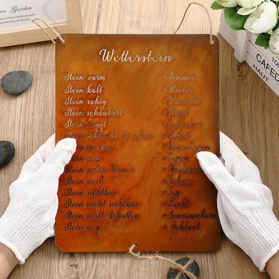 Fiada Rost Schild Wetterstein Lustig Wetterstation für Stein 26,5 x 20 cm Edelrost Schild Rostdeko G