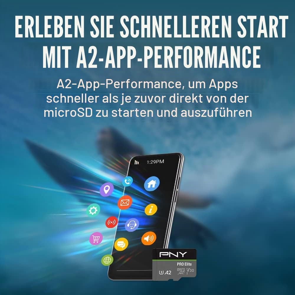 PNY PRO Elite 1TB microSDXC-Speicherkarte + SD-Adapter mit A2 App Performance + 100MB/s Lesegeschwin