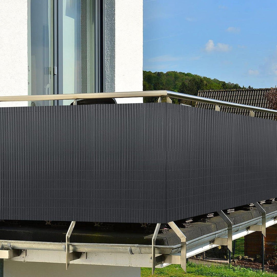 PVC Sichtschutzmatte Sichtschutzzaun 160x800CM, Anthrazit, Outdoor Sichtschutz mit verstärkten Lamel