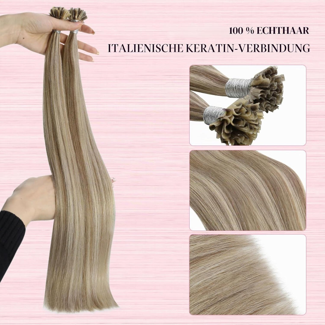 YoungSee Extensions Echthaar Bondings 1g 50cm Haarverlangerung Bondings Echthaar Bonding Extensions