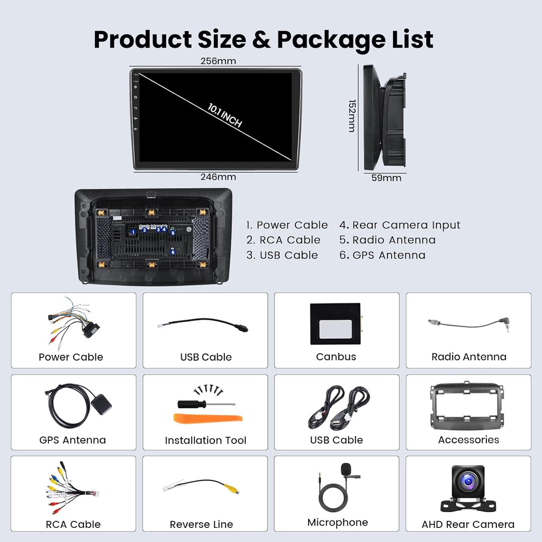 Hikity [2+64GB] Android 15 Autoradio, CarPlay Android Auto Wireless, für FIAT 500L 2012-2017 Radio,