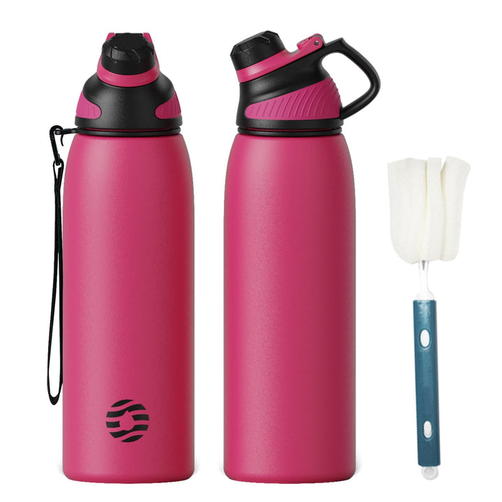 Fjbottle Edelstahl Trinkflasche Sport mit Magnetischem Deckel 1L, 800ml, 600ml, 400ml BPA-Frei Ausla