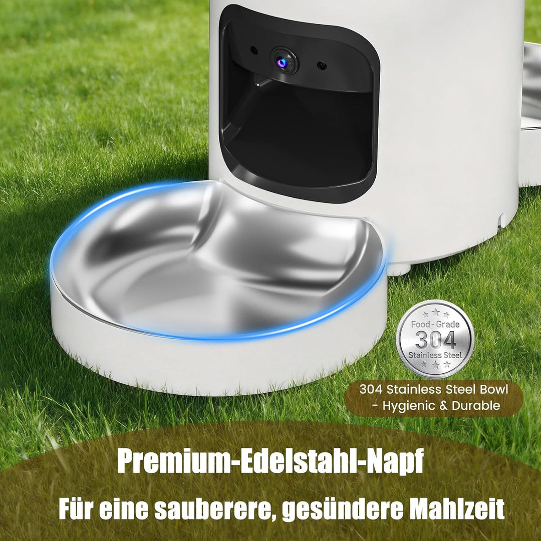 WLAN Smart Haustierfutterautomat mit Dual-Kamera & Doppel-Napf – 6L Automatischer Futterspender für